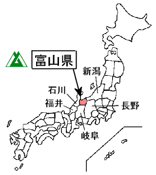 日本地図・富山県の位置