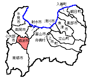 富山地図・砺波市の位置